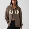 Yetişkin Vintagesoft Arch Logo Fermuarlı Kapüşonlu Sweatshirt