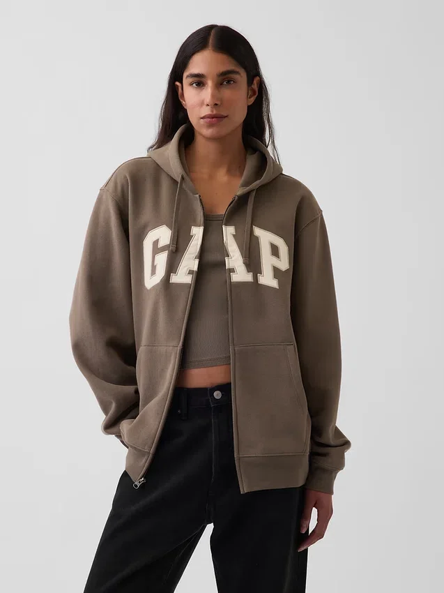Yetişkin Vintagesoft Arch Logo Fermuarlı Kapüşonlu Sweatshirt