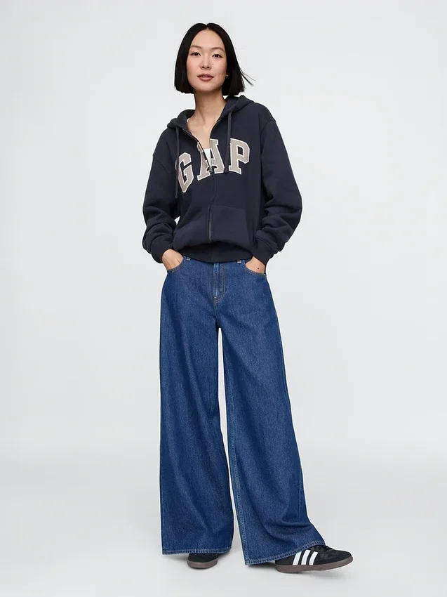 Yetişkin Vintagesoft Arch Logo Fermuarlı Kapüşonlu Sweatshirt