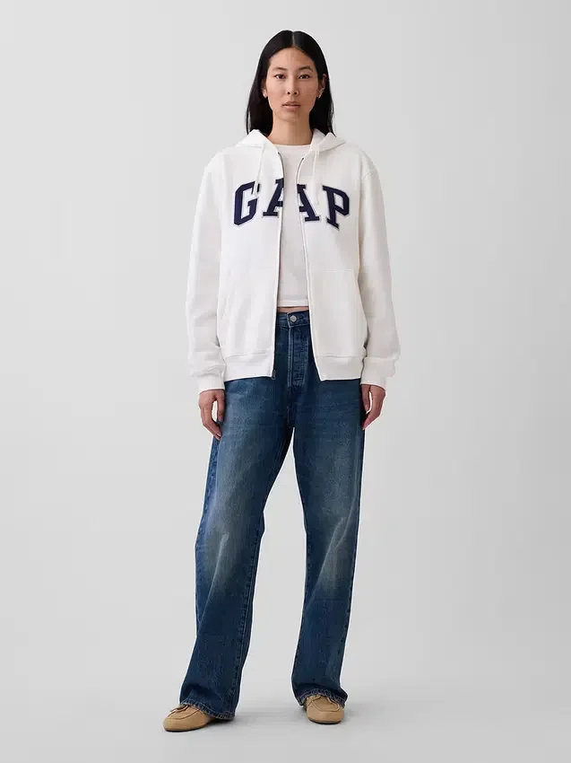Yetişkin Vintagesoft Arch Logo Fermuarlı Kapüşonlu Sweatshirt