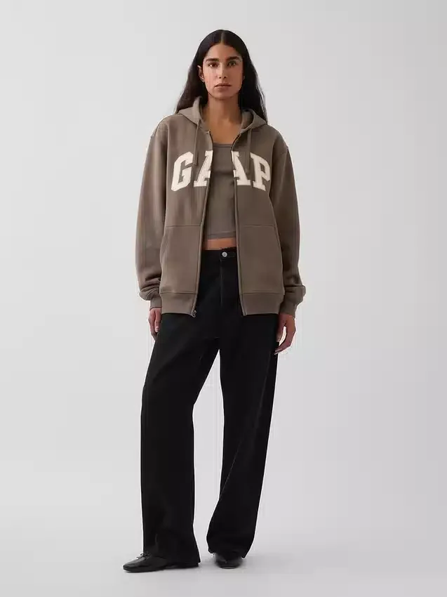 Yetişkin Vintagesoft Arch Logo Fermuarlı Kapüşonlu Sweatshirt