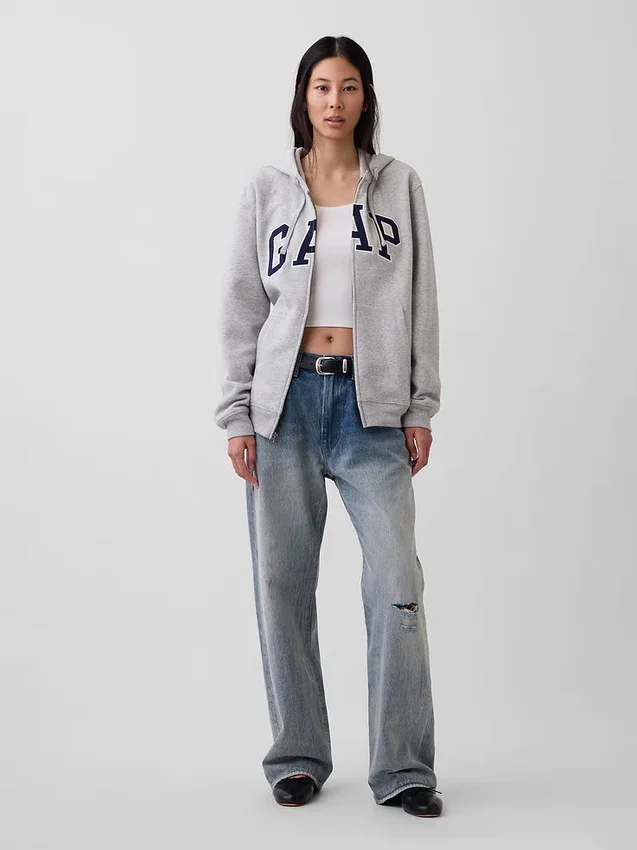 Yetişkin Vintagesoft Arch Logo Fermuarlı Kapüşonlu Sweatshirt