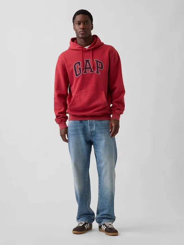 Yetişkin Vintagesoft Geniş Kesim Logolu Kapüşonlu Sweatshirt