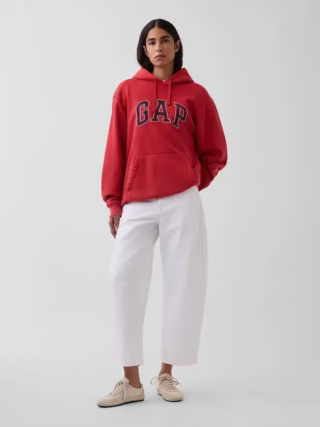 Yetişkin Vintagesoft Geniş Kesim Logolu Kapüşonlu Sweatshirt