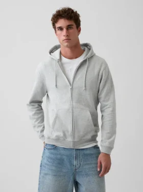 Yetişkin Vintagesoft Rahat Fermuarlı Kapüşonlu Sweatshirt