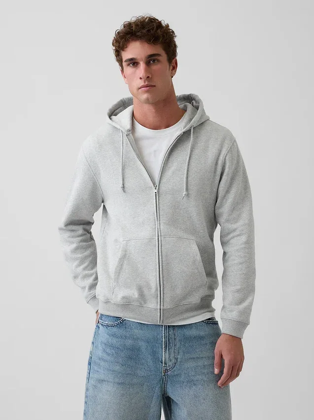 Yetişkin Vintagesoft Rahat Fermuarlı Kapüşonlu Sweatshirt
