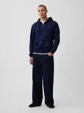 Yetişkin Vintagesoft Rahat Fermuarlı Kapüşonlu Sweatshirt
