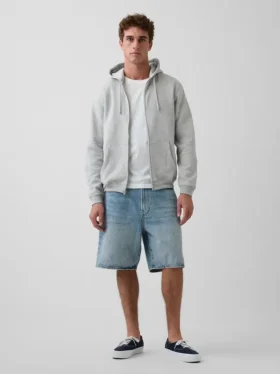 Yetişkin Vintagesoft Rahat Fermuarlı Kapüşonlu Sweatshirt