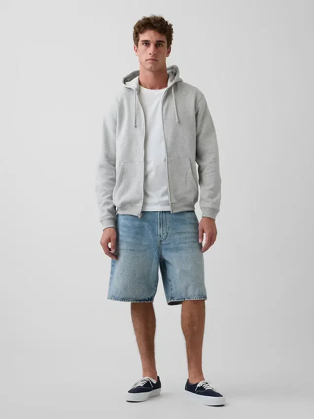 Yetişkin Vintagesoft Rahat Fermuarlı Kapüşonlu Sweatshirt
