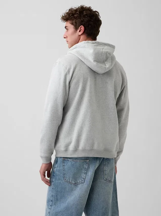 Yetişkin Vintagesoft Rahat Fermuarlı Kapüşonlu Sweatshirt