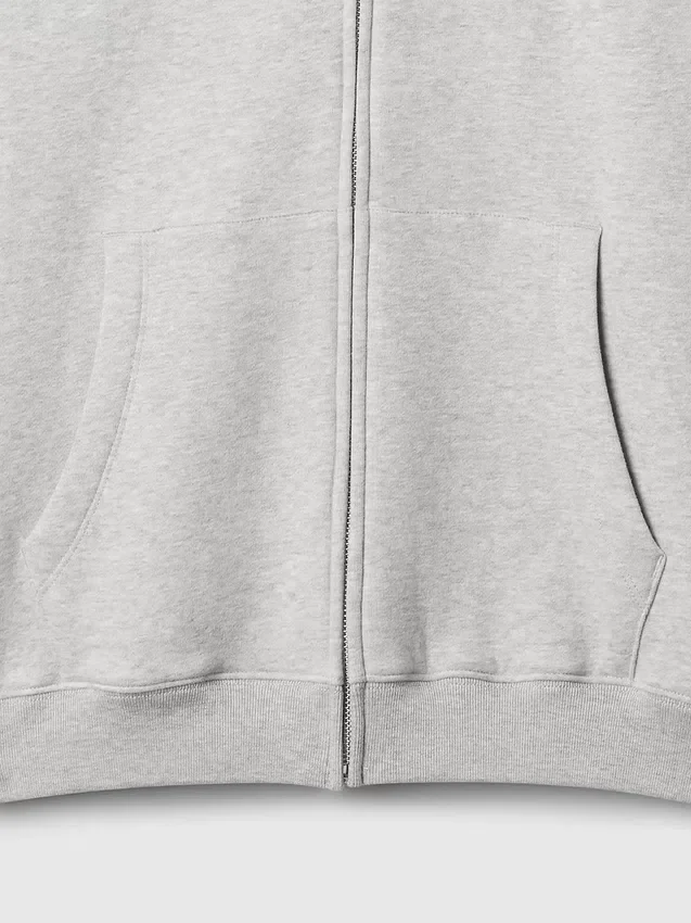 Yetişkin Vintagesoft Rahat Fermuarlı Kapüşonlu Sweatshirt