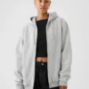 Yetişkin Vintagesoft Rahat Fermuarlı Kapüşonlu Sweatshirt
