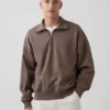 Yetişkinler İçin Ağır Dokuma Oversized Çeyrek Fermuarlı Kazak