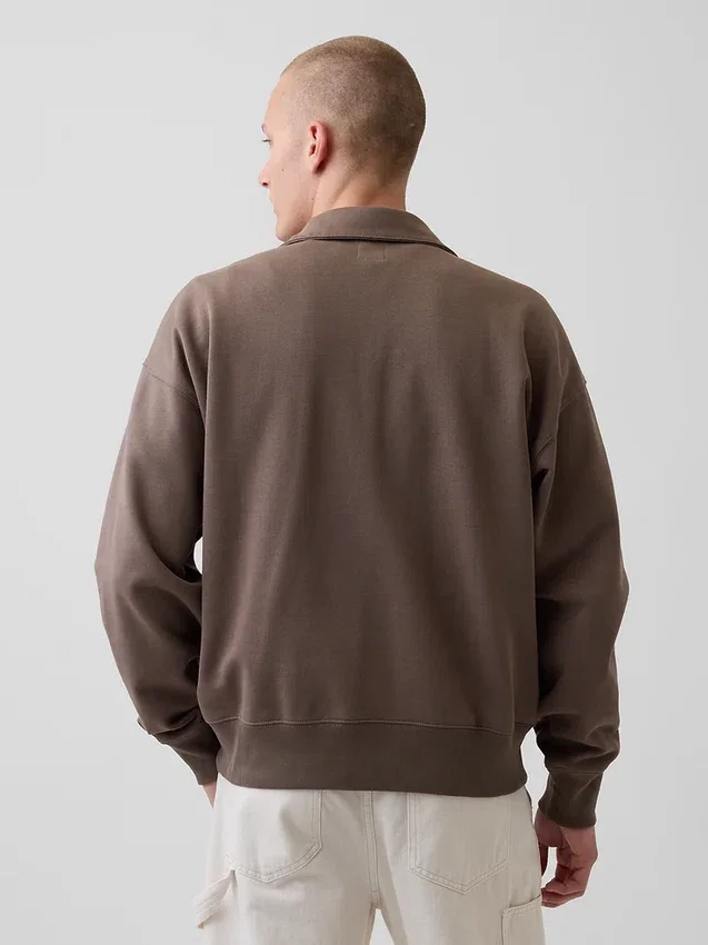 Yetişkinler İçin Ağır Dokuma Oversized Çeyrek Fermuarlı Kazak