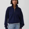 Yetişkinler İçin Ağır Dokuma Oversized Çeyrek Fermuarlı Kazak