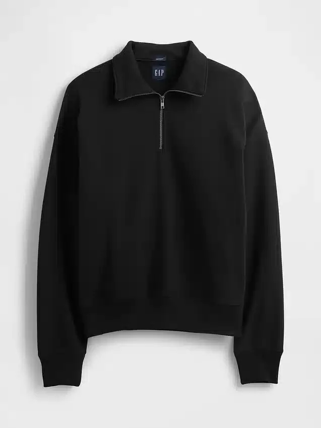 Yetişkinler İçin Ağır Dokuma Oversized Çeyrek Fermuarlı Kazak