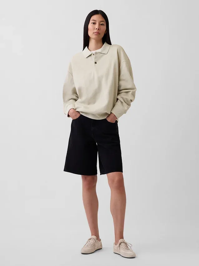 Yetişkinler İçin Ağır Dokuma Oversized Polo Tişört