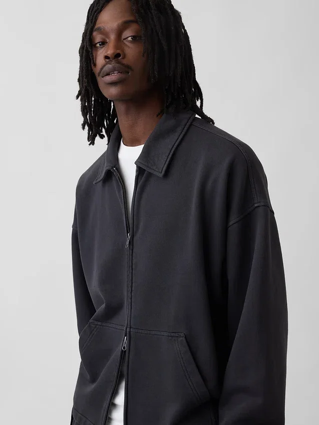 Yetişkinler İçin Ağır Kaliteli Oversized Fermuarlı Ceket