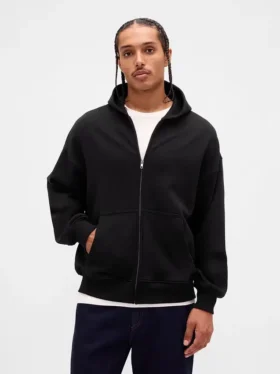 Yetişkinler İçin Ağır Kaliteli Oversized Fermuarlı Kapüşonlu Sweatshirt