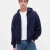 Yetişkinler İçin Ağır Kaliteli Oversized Fermuarlı Kapüşonlu Sweatshirt