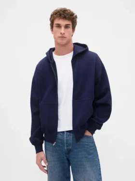 Yetişkinler İçin Ağır Kaliteli Oversized Fermuarlı Kapüşonlu Sweatshirt