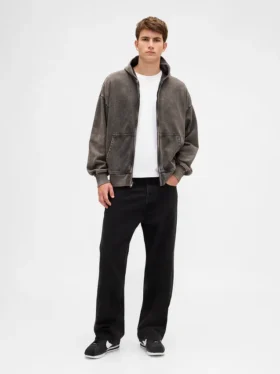 Yetişkinler İçin Ağır Kaliteli Oversized Fermuarlı Kapüşonlu Sweatshirt