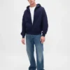 Yetişkinler İçin Ağır Kaliteli Oversized Fermuarlı Kapüşonlu Sweatshirt