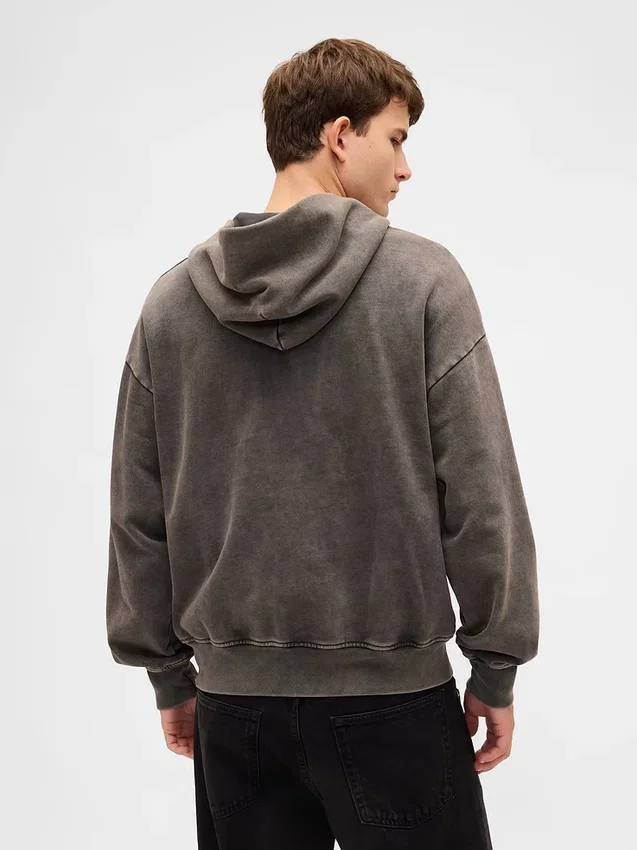 Yetişkinler İçin Ağır Kaliteli Oversized Fermuarlı Kapüşonlu Sweatshirt