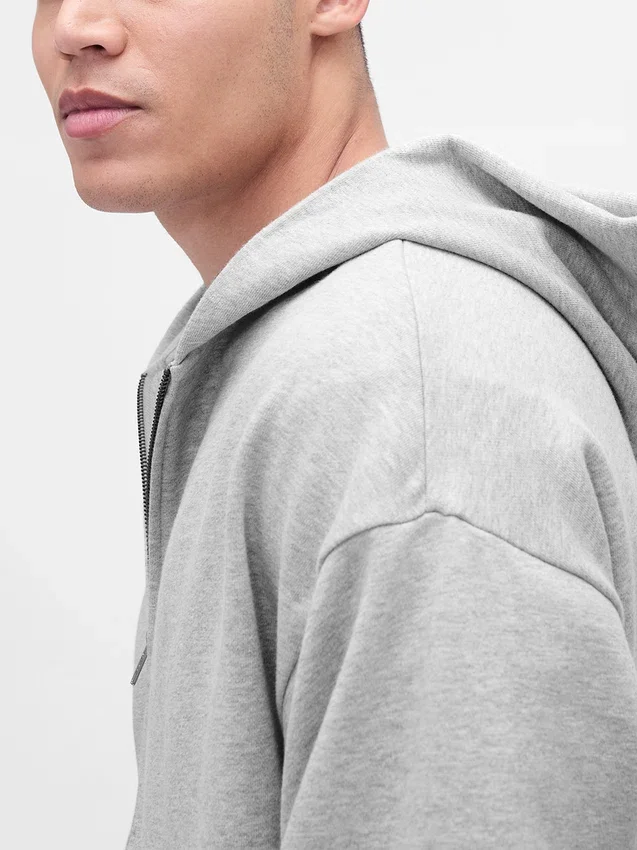 Yetişkinler İçin Ağır Kaliteli Oversized Fermuarlı Kapüşonlu Sweatshirt