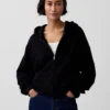Yetişkinler İçin Ağır Kaliteli Oversized Fermuarlı Kapüşonlu Sweatshirt