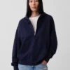 Yetişkinler İçin Ağır Kaliteli Oversized Fermuarlı Kapüşonlu Sweatshirt