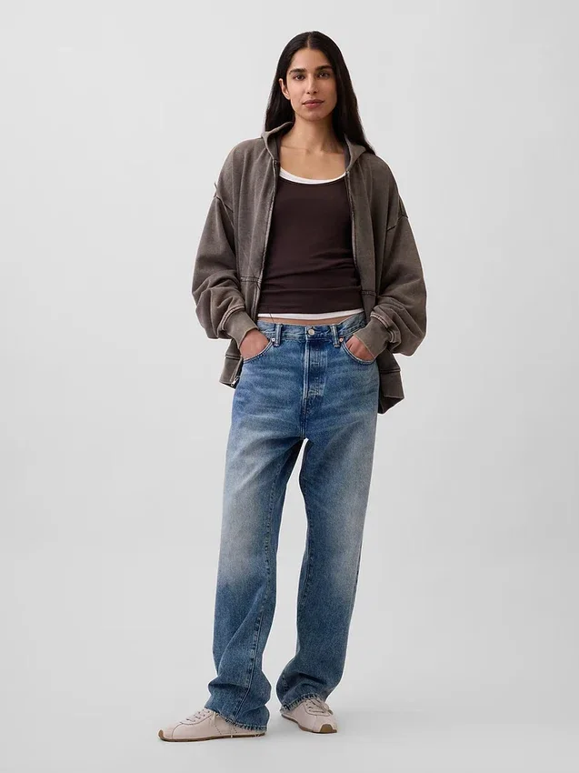 Yetişkinler İçin Ağır Kaliteli Oversized Fermuarlı Kapüşonlu Sweatshirt