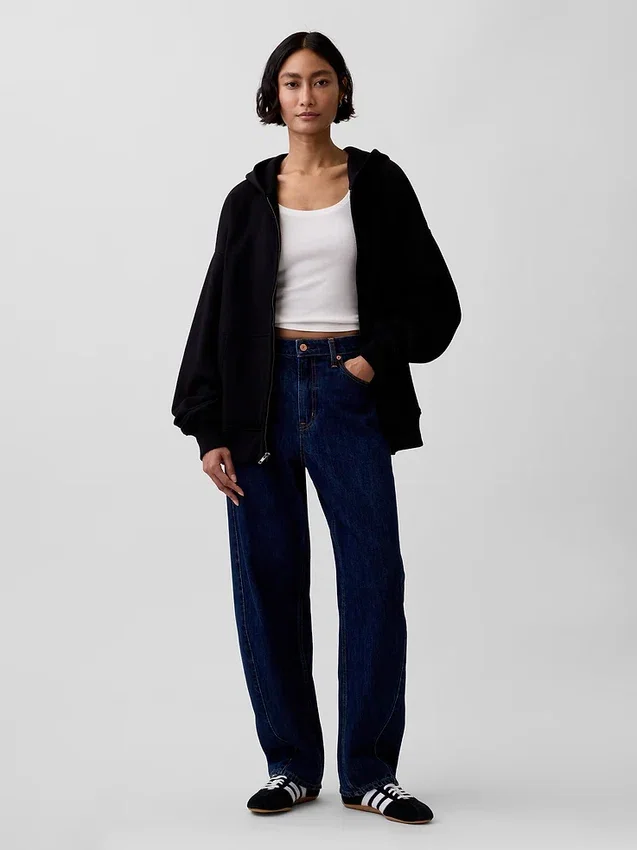 Yetişkinler İçin Ağır Kaliteli Oversized Fermuarlı Kapüşonlu Sweatshirt