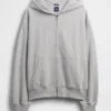 Yetişkinler İçin Ağır Kaliteli Oversized Fermuarlı Kapüşonlu Sweatshirt