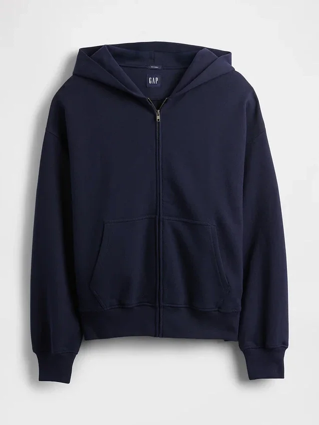 Yetişkinler İçin Ağır Kaliteli Oversized Fermuarlı Kapüşonlu Sweatshirt