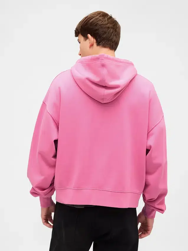 Yetişkinler İçin Ağır Kaliteli Oversized Kısa Fermuarlı Kapüşonlu Sweatshirt