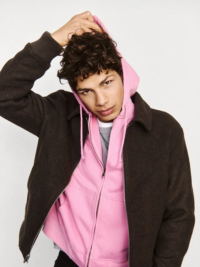 Yetişkinler İçin Ağır Kaliteli Oversized Kısa Fermuarlı Kapüşonlu Sweatshirt