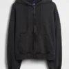 Yetişkinler İçin Ağır Kaliteli Oversized Kısa Fermuarlı Kapüşonlu Sweatshirt