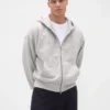 Yetişkinler İçin Ekstra Kalın Fransız Teri Fermuarlı Kapüşonlu Sweatshirt