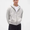 Yetişkinler İçin Ekstra Kalın Fransız Teri Fermuarlı Kapüşonlu Sweatshirt