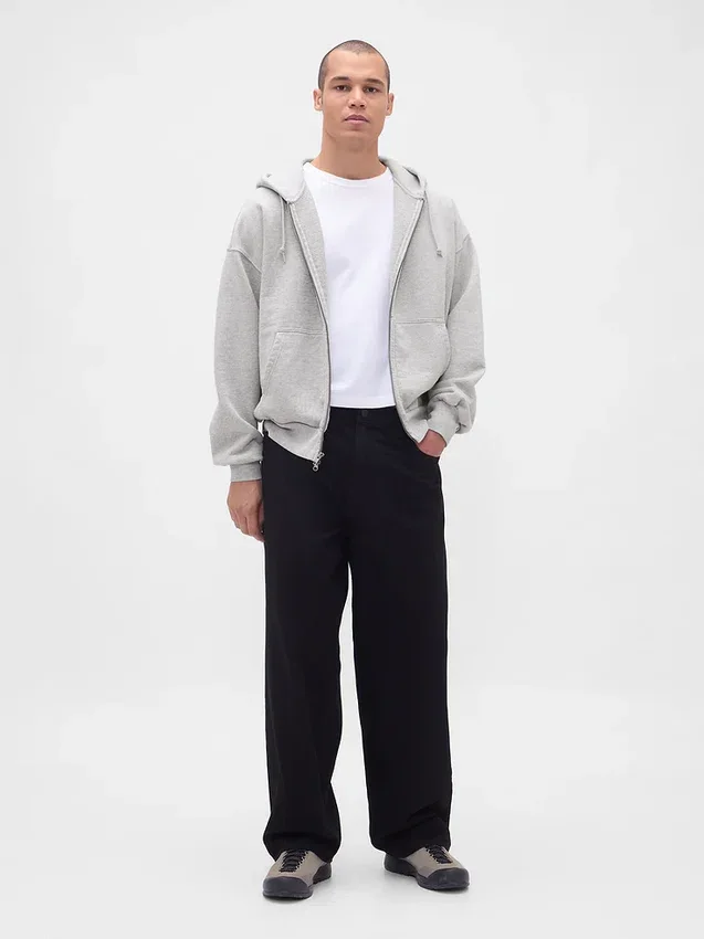 Yetişkinler İçin Ekstra Kalın Fransız Teri Fermuarlı Kapüşonlu Sweatshirt