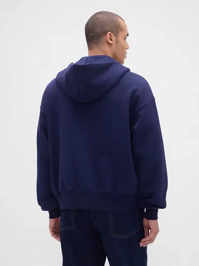 Yetişkinler İçin Ekstra Kalın Fransız Teri Fermuarlı Kapüşonlu Sweatshirt