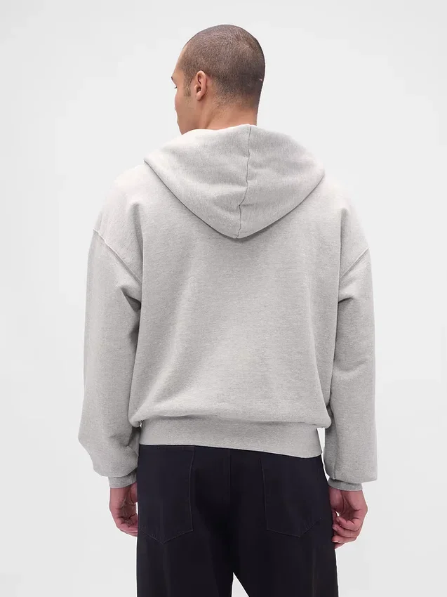 Yetişkinler İçin Ekstra Kalın Fransız Teri Fermuarlı Kapüşonlu Sweatshirt