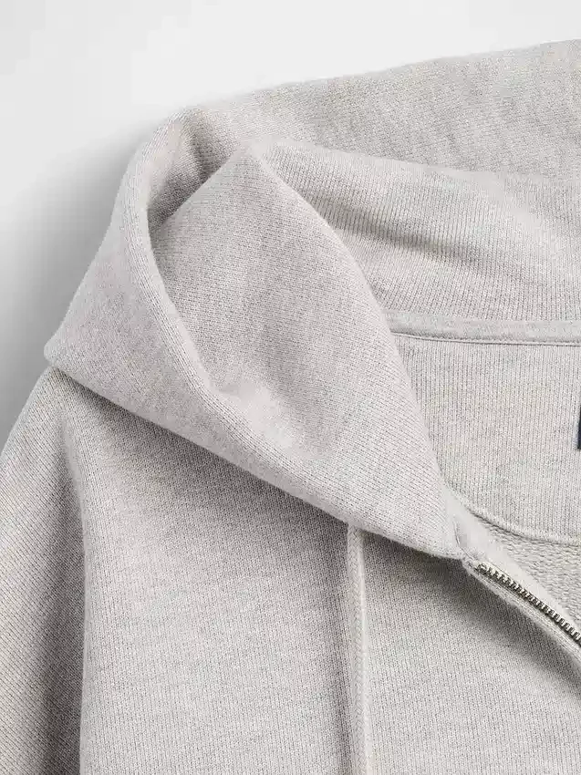 Yetişkinler İçin Ekstra Kalın Fransız Teri Fermuarlı Kapüşonlu Sweatshirt
