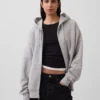 Yetişkinler İçin Ekstra Kalın Fransız Teri Fermuarlı Kapüşonlu Sweatshirt