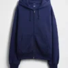 Yetişkinler İçin Ekstra Kalın Fransız Teri Fermuarlı Kapüşonlu Sweatshirt
