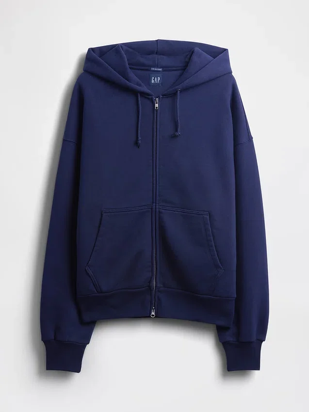 Yetişkinler İçin Ekstra Kalın Fransız Teri Fermuarlı Kapüşonlu Sweatshirt