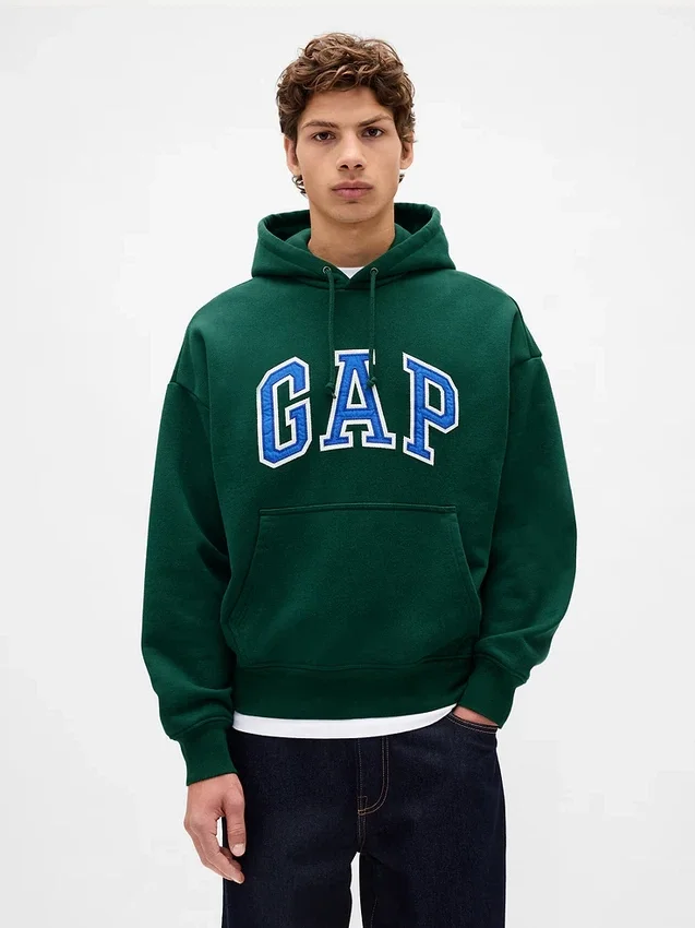 Yetişkinler İçin Ekstra Kalın Fransız Teri Oversize Logolu Kapüşonlu Sweatshirt