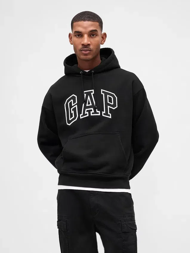 Yetişkinler İçin Ekstra Kalın Fransız Teri Oversize Logolu Kapüşonlu Sweatshirt
