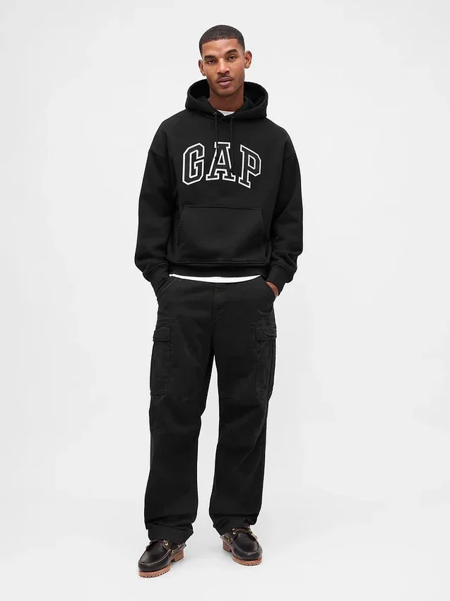 Yetişkinler İçin Ekstra Kalın Fransız Teri Oversize Logolu Kapüşonlu Sweatshirt